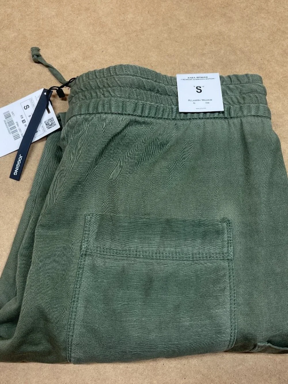 Zara Premium Denim Collection Cargo Pocket Jogger Size Small Army Green NEW NWT